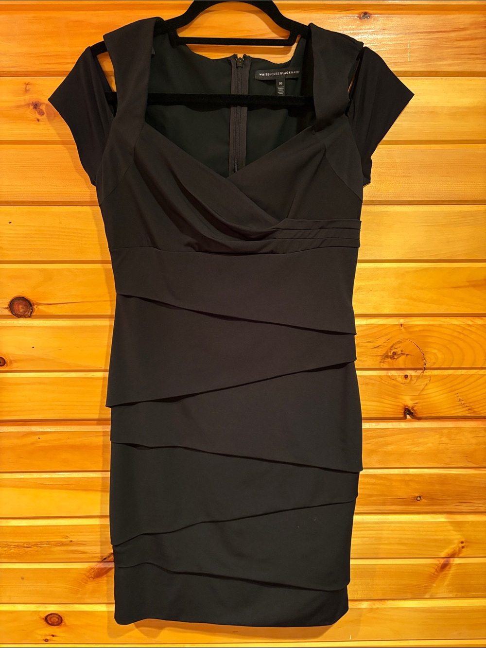 White House Black Market Black Tiered Cap-Sleeve Midi Dress